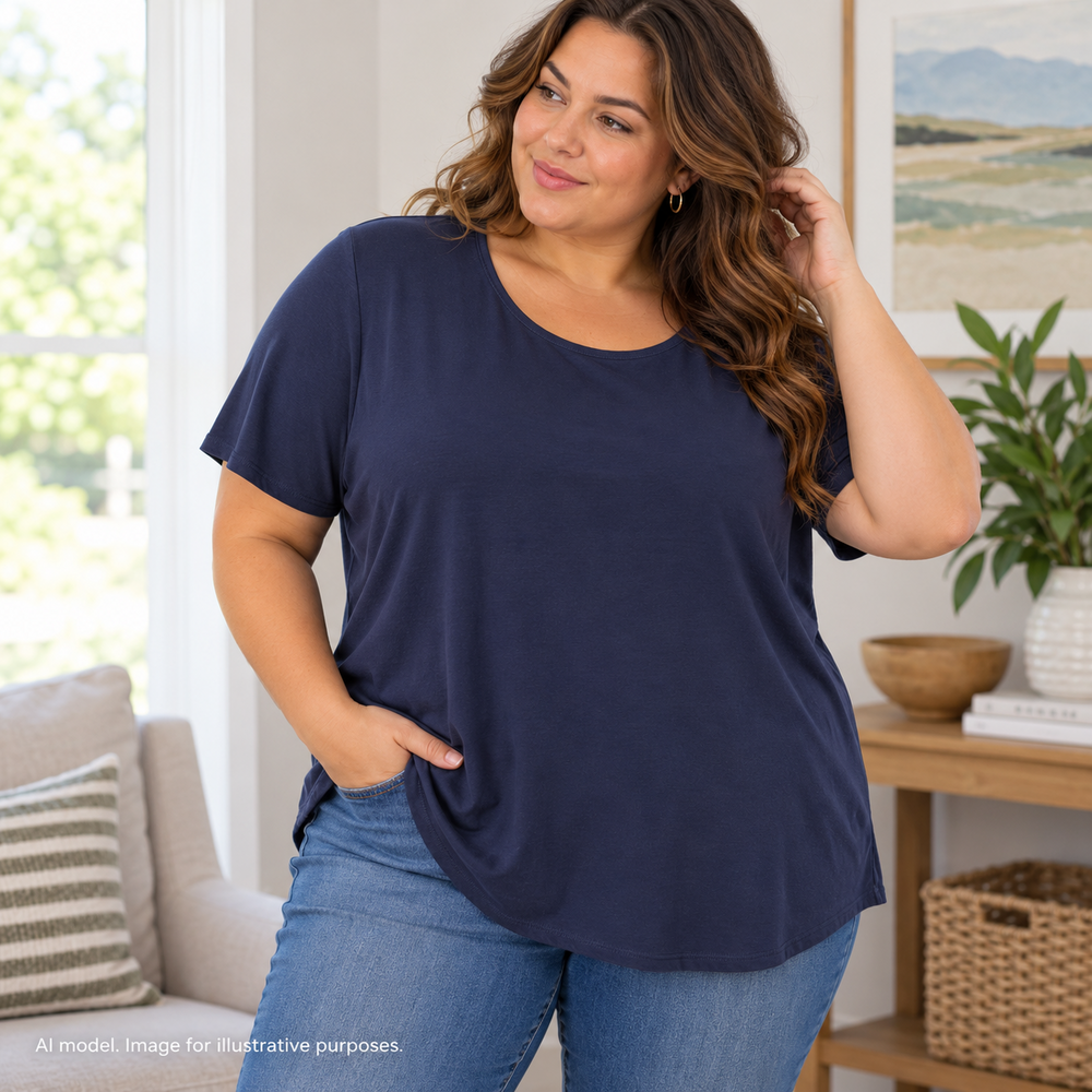 Talbots Shirt Womens 2X Dark Blue Super Soft Pima Cotton Tee Minimalist Normcore